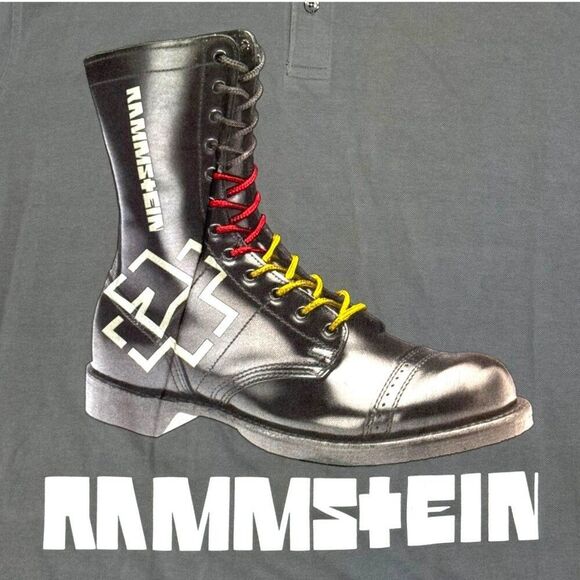 Rammstein Graphic Polo Shirt Kariban Tonic XXXL Cotton Mens Dark Gray 3X Tour - Picture 2 of 5